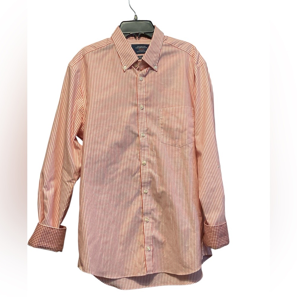 Charles Tyrwhitt Red and White Striped Casual Shirt